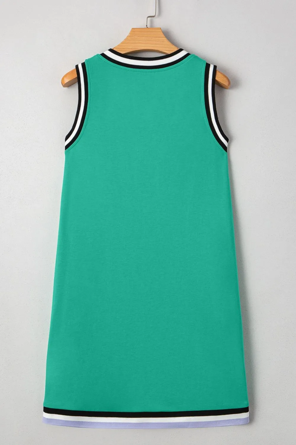 Color Contrast Trim V Neck Shift Sleeveless Mini Dress, image 10