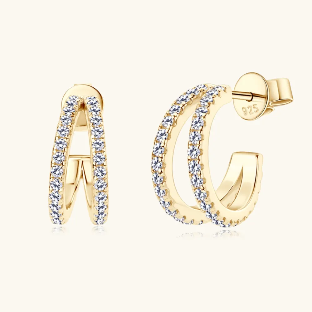 Moissanite 925 Sterling Silver C-Hoop Earrings, image 7
