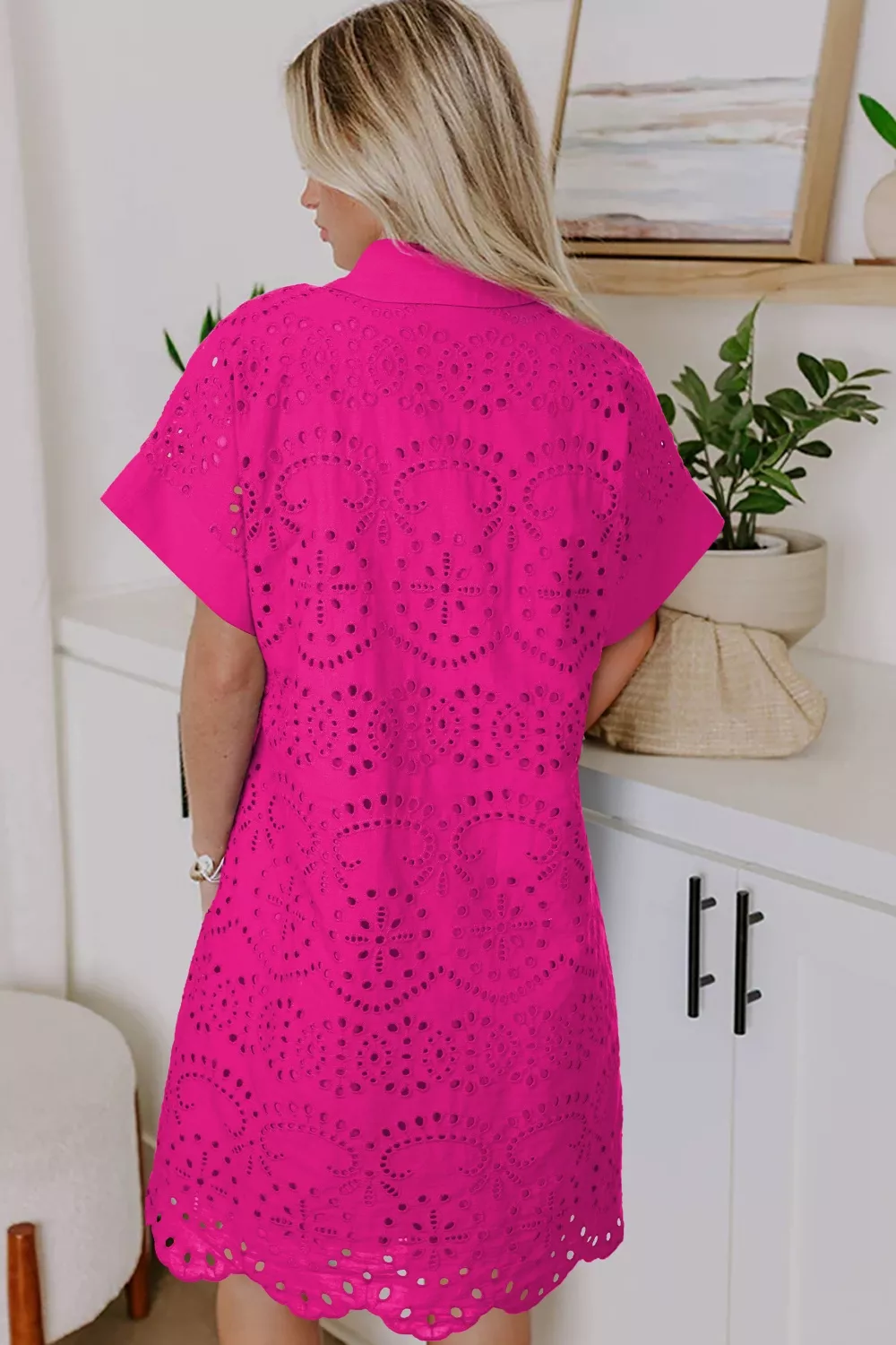 Eyelet Short Sleeve Dress, image 4