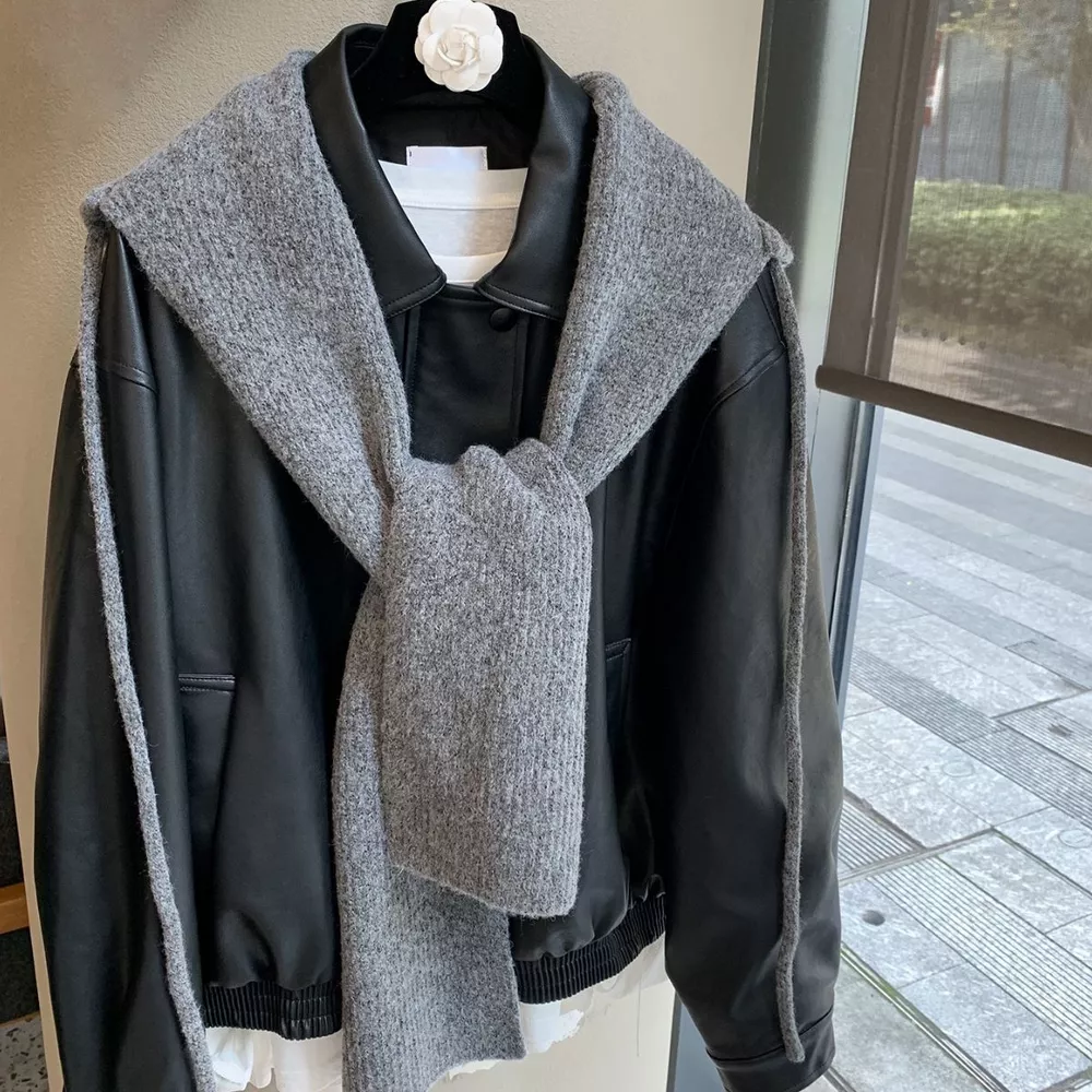 Cozy Knit Tie Scarf with Hooded Design