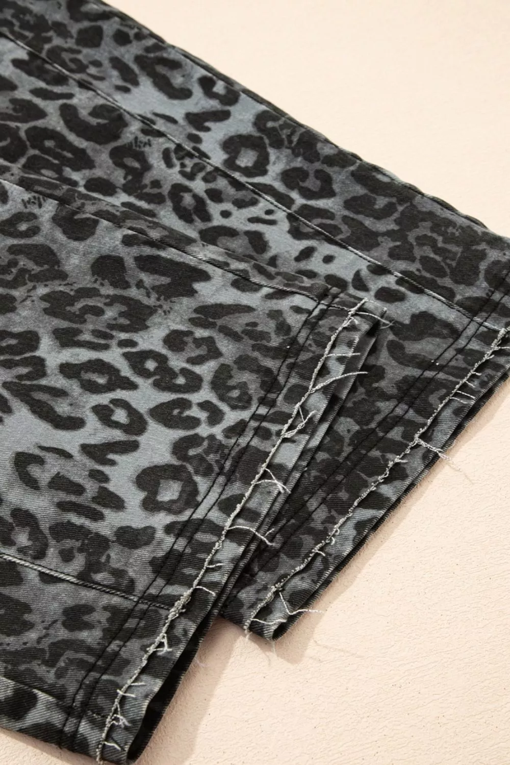 Leopard Print Button Adjustable Straps Cropped Loose Denim Overalls, image 9