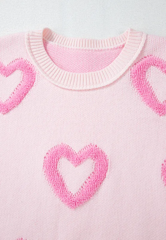 High-Low Heart Round Neck Long Sleeve Sweater, image 14