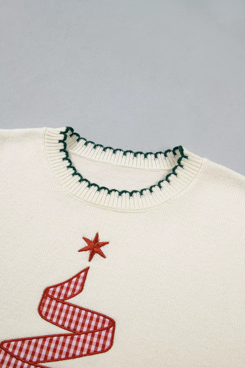 Stitched Detail Christmas Tree Holiday Casual Sweater, image 6