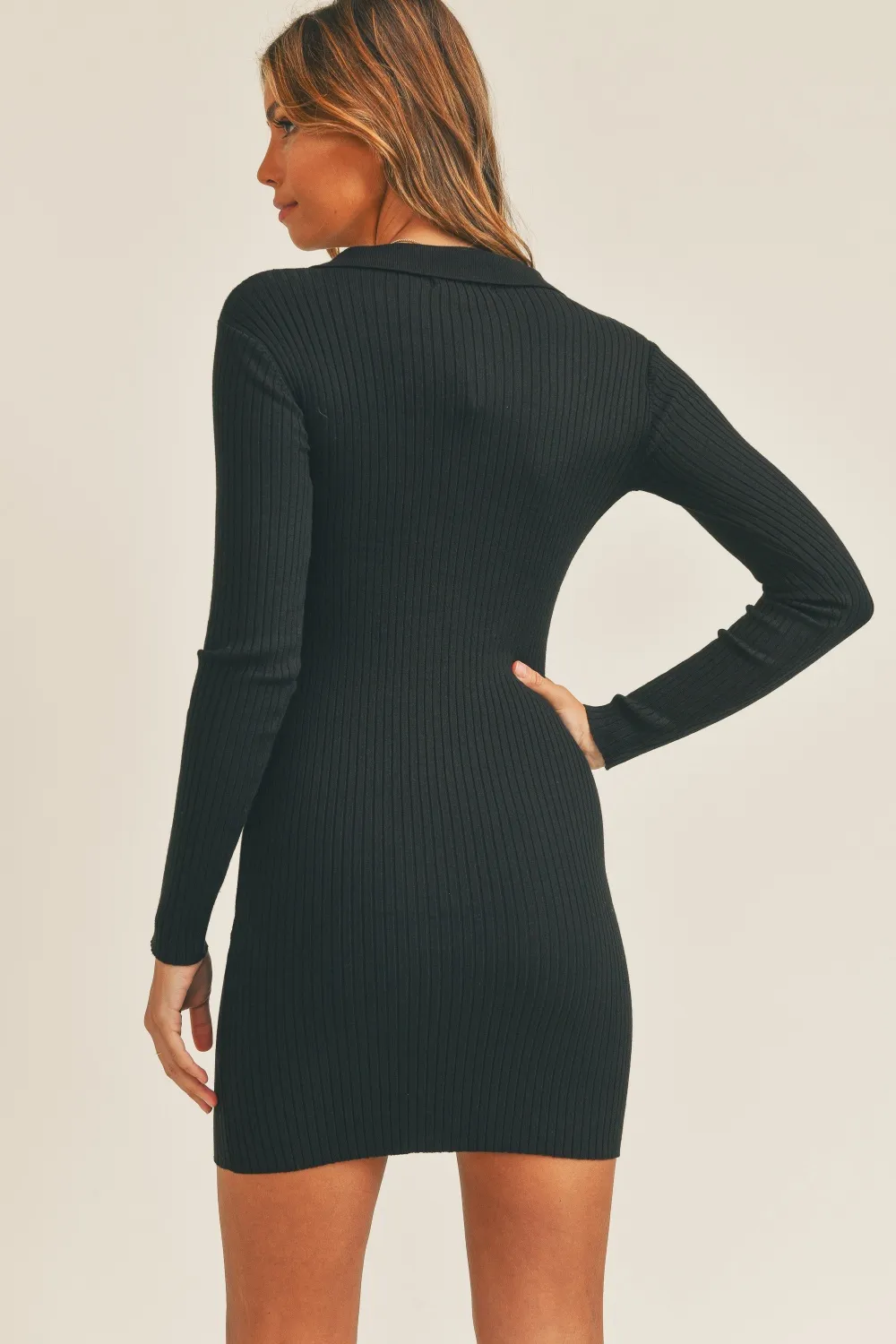 Button Up Ribbed Mini Shirt Dress, image 2