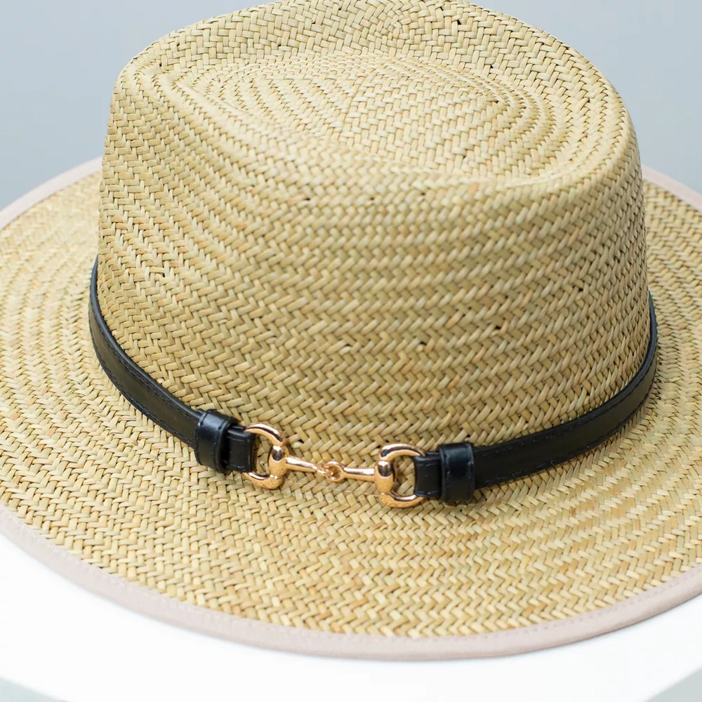Straw Fedora Hat with Decorative Band, image 3