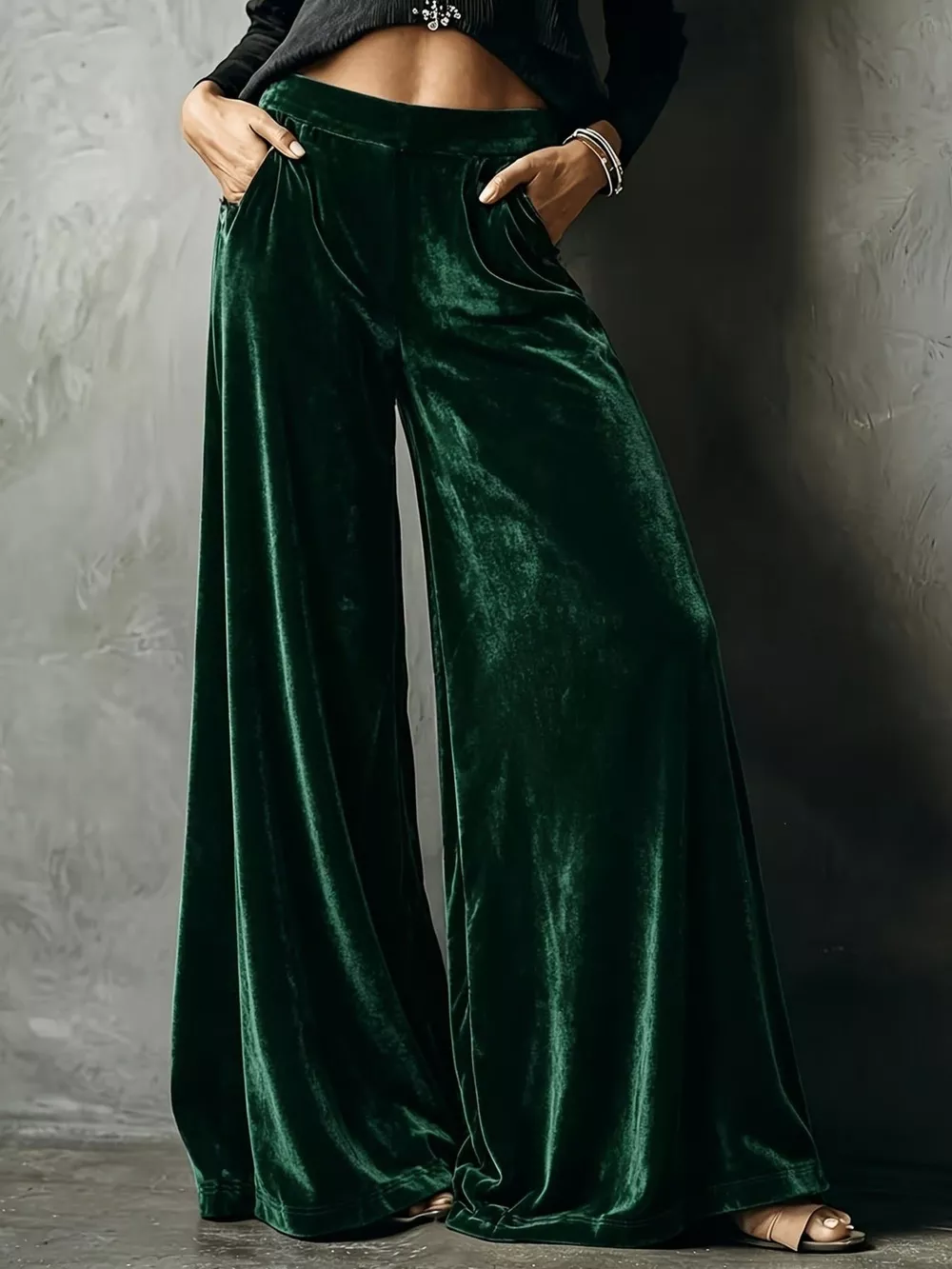 Full Size High-Waisted Wide-Leg Velvet Pants Plus Size, image 6