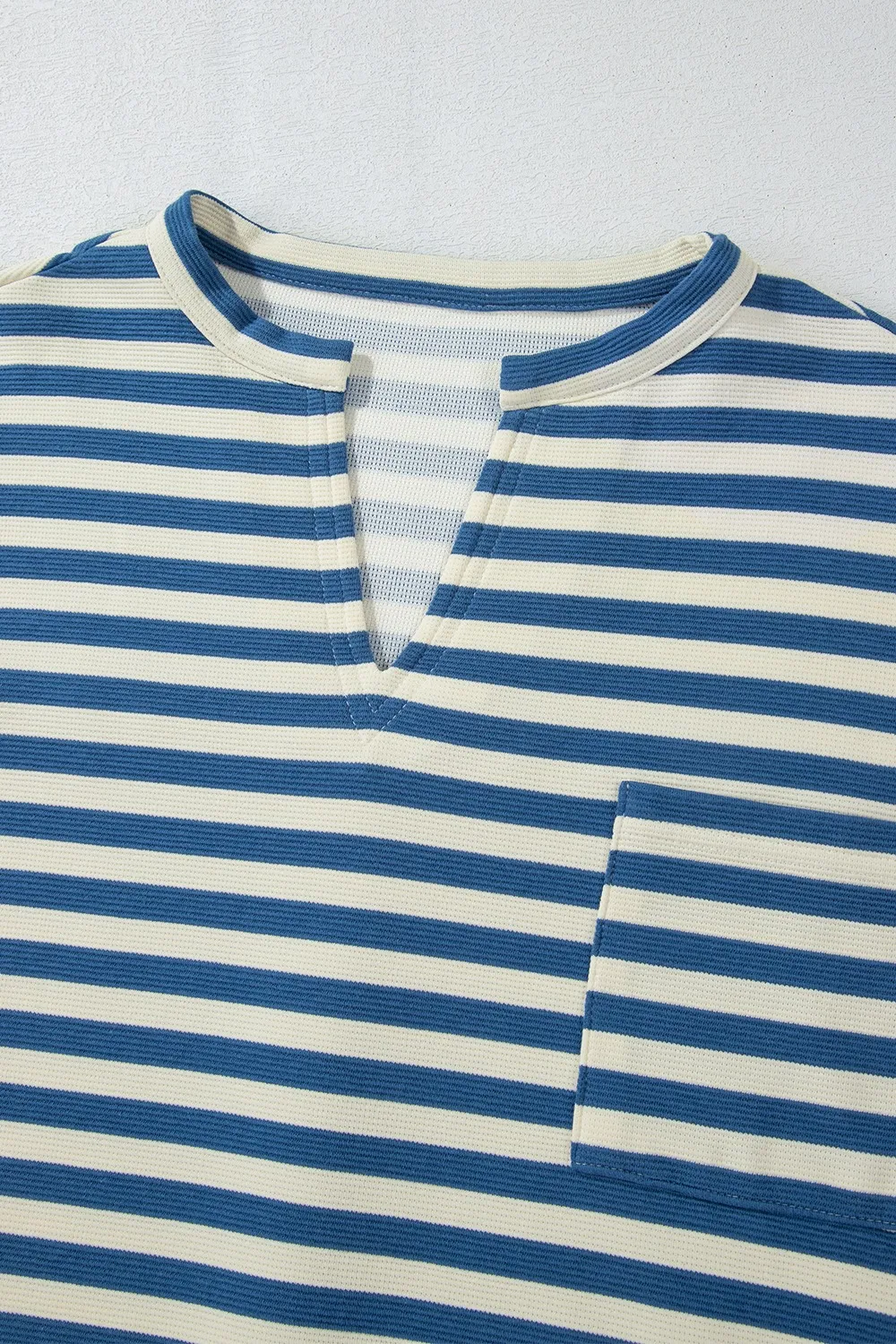 Stripe Chest Pocket Notched Top, image 7