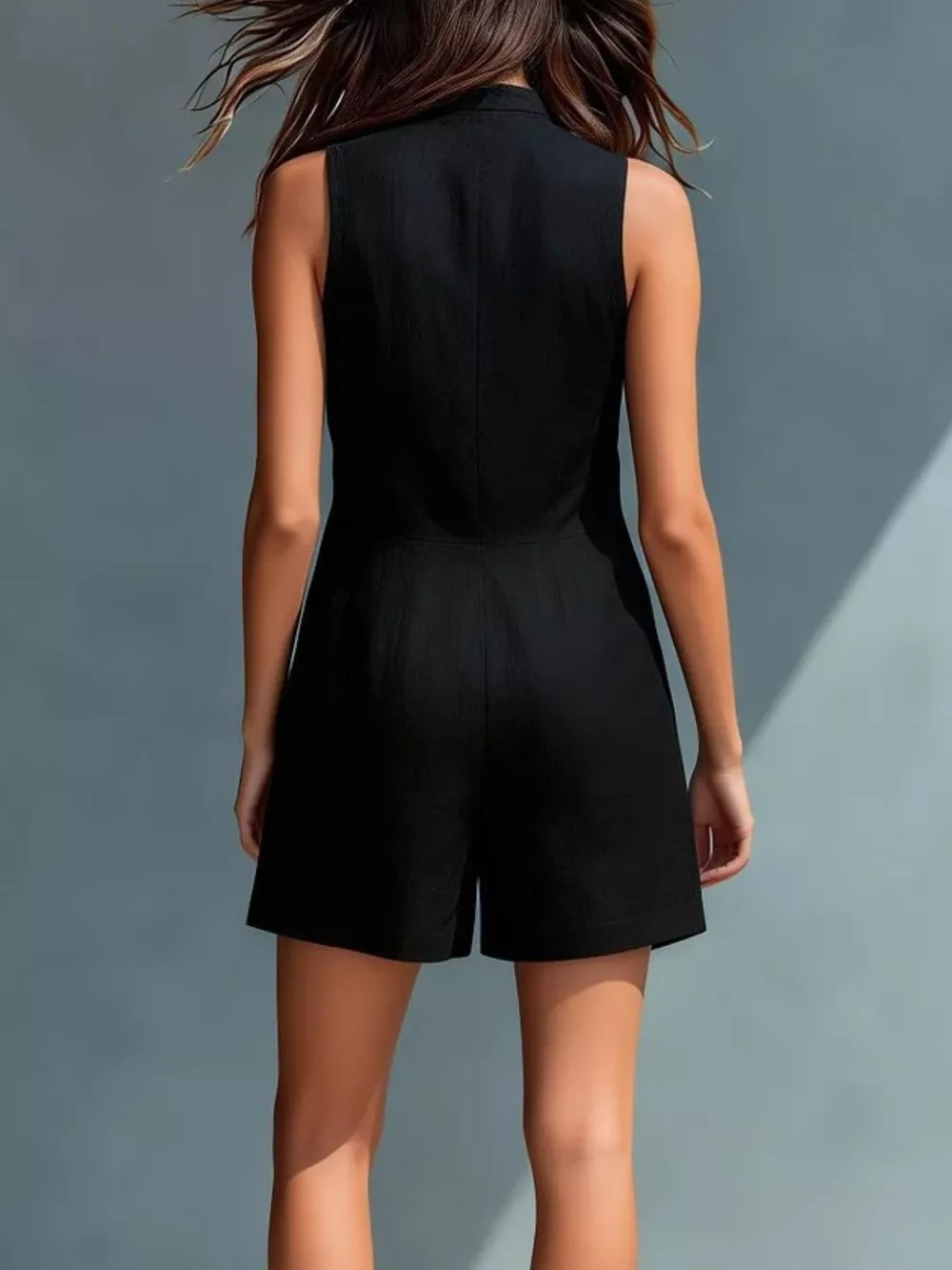 Full Size Sleeveless Button-Front Romper with Pockets Plus Size, image 3