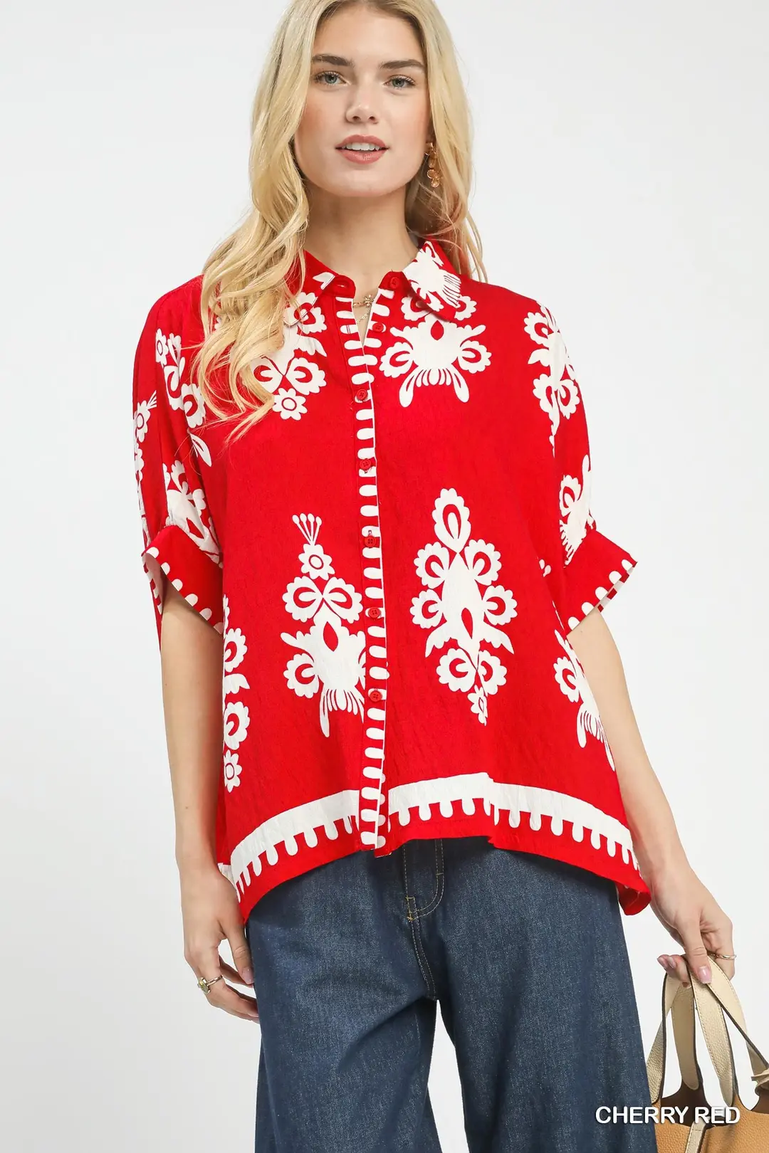 Abstract Print Button Down Short Sleeve Shirt