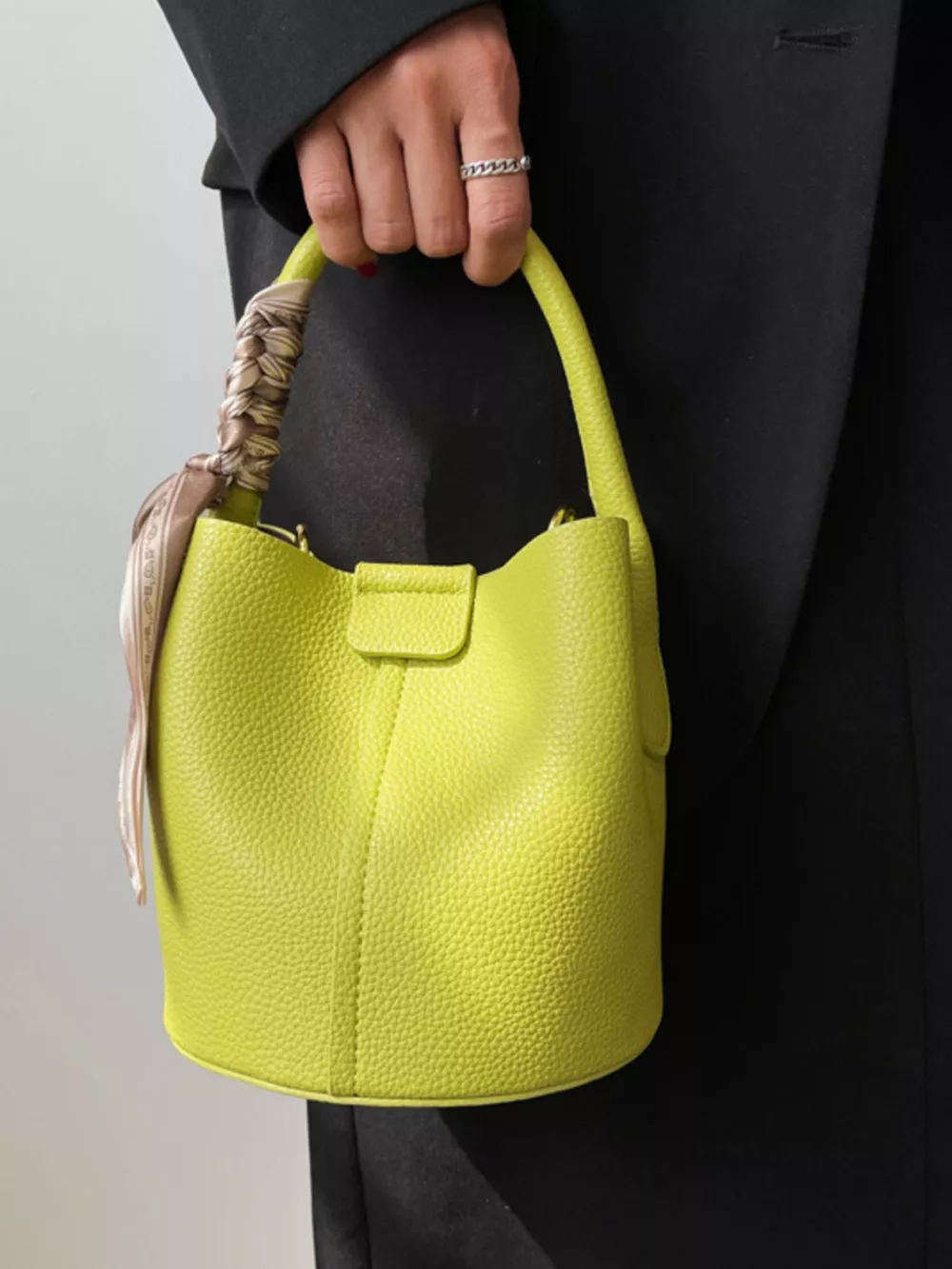 Leather Bucket Crossbody Bag
