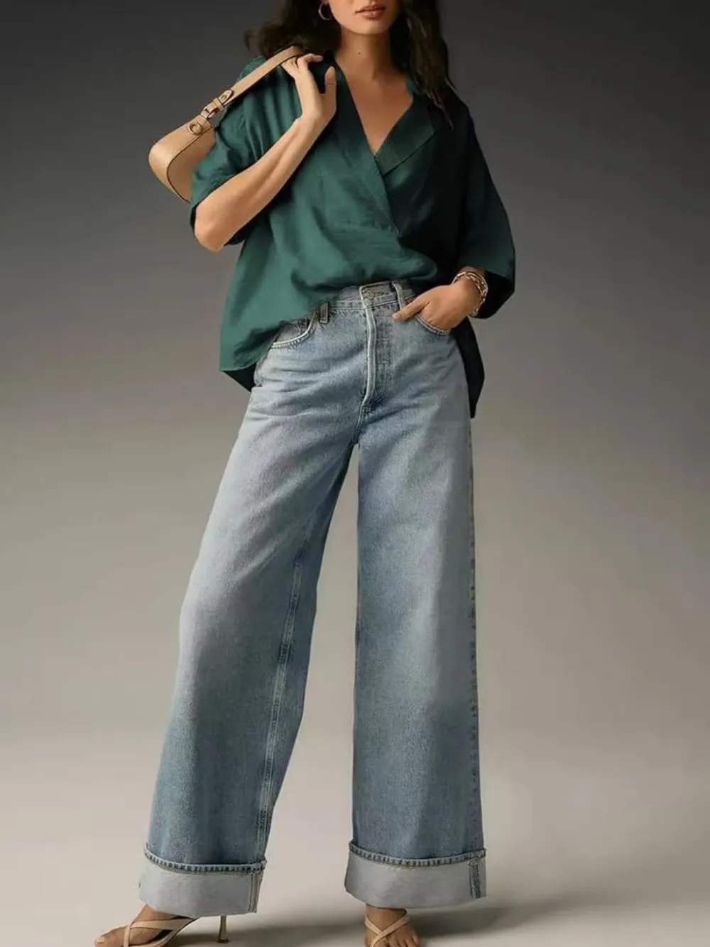 Collared Neck Half Sleeve Blouse, image 16