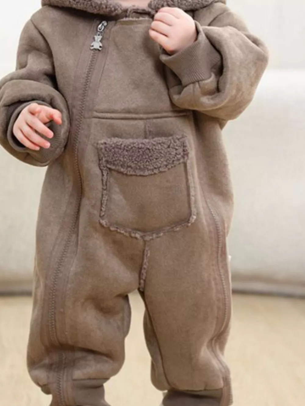 Children's Fleece Hooded One-Piece Jumpsuit, image 4