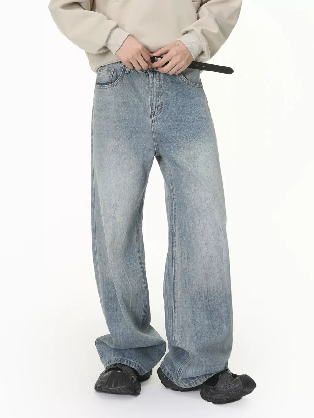 Men's Loose Fit Washed Jeans, image 4