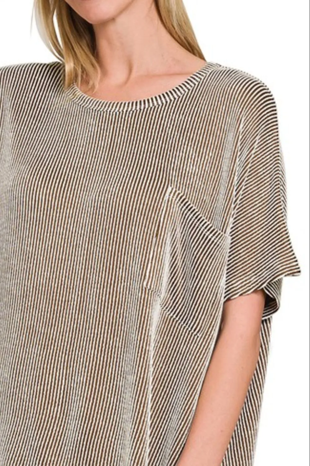 Corded Rib Oversized Short Sleeve Top, image 2