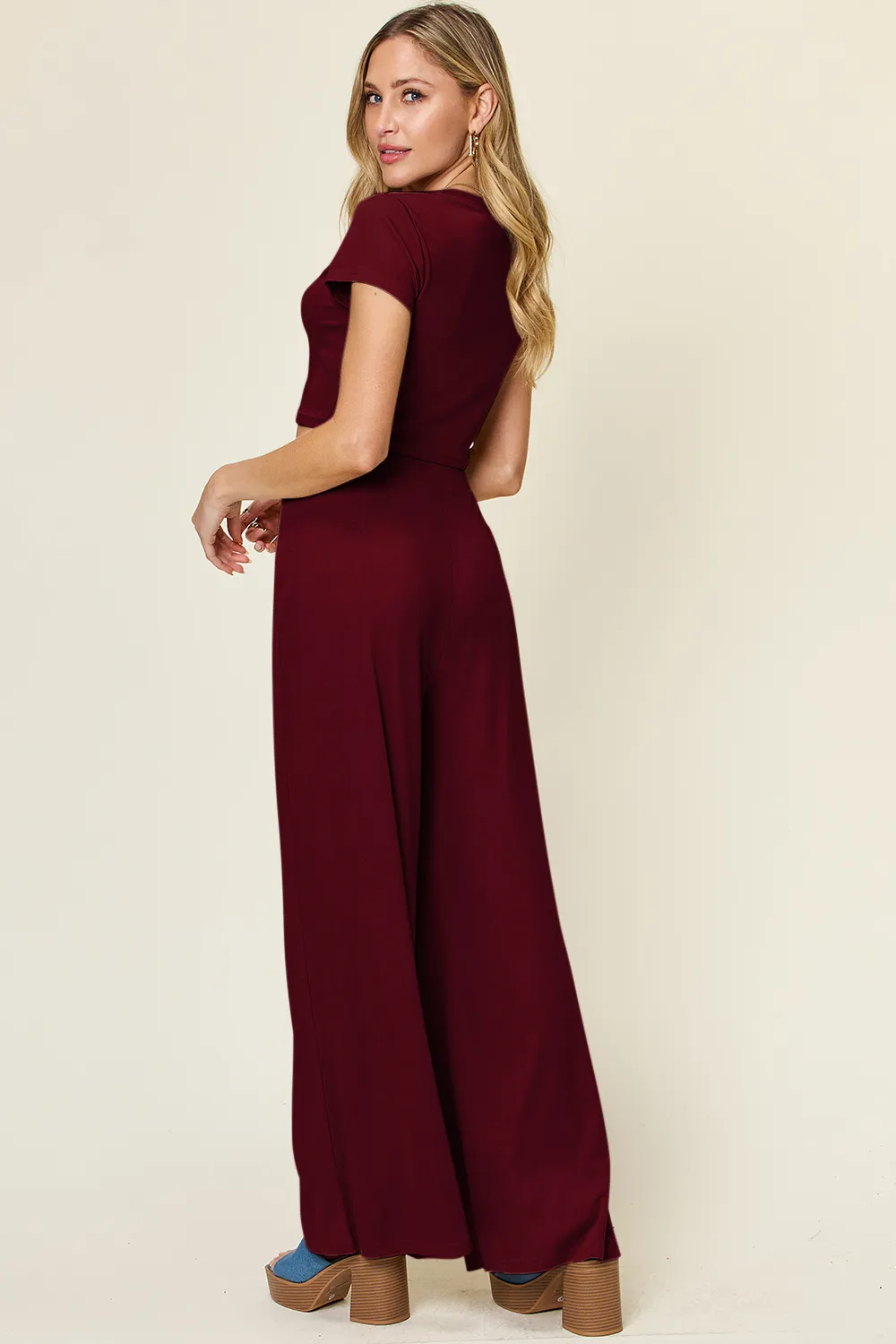 Full Size Round Neck Top and Pants Set, image 8