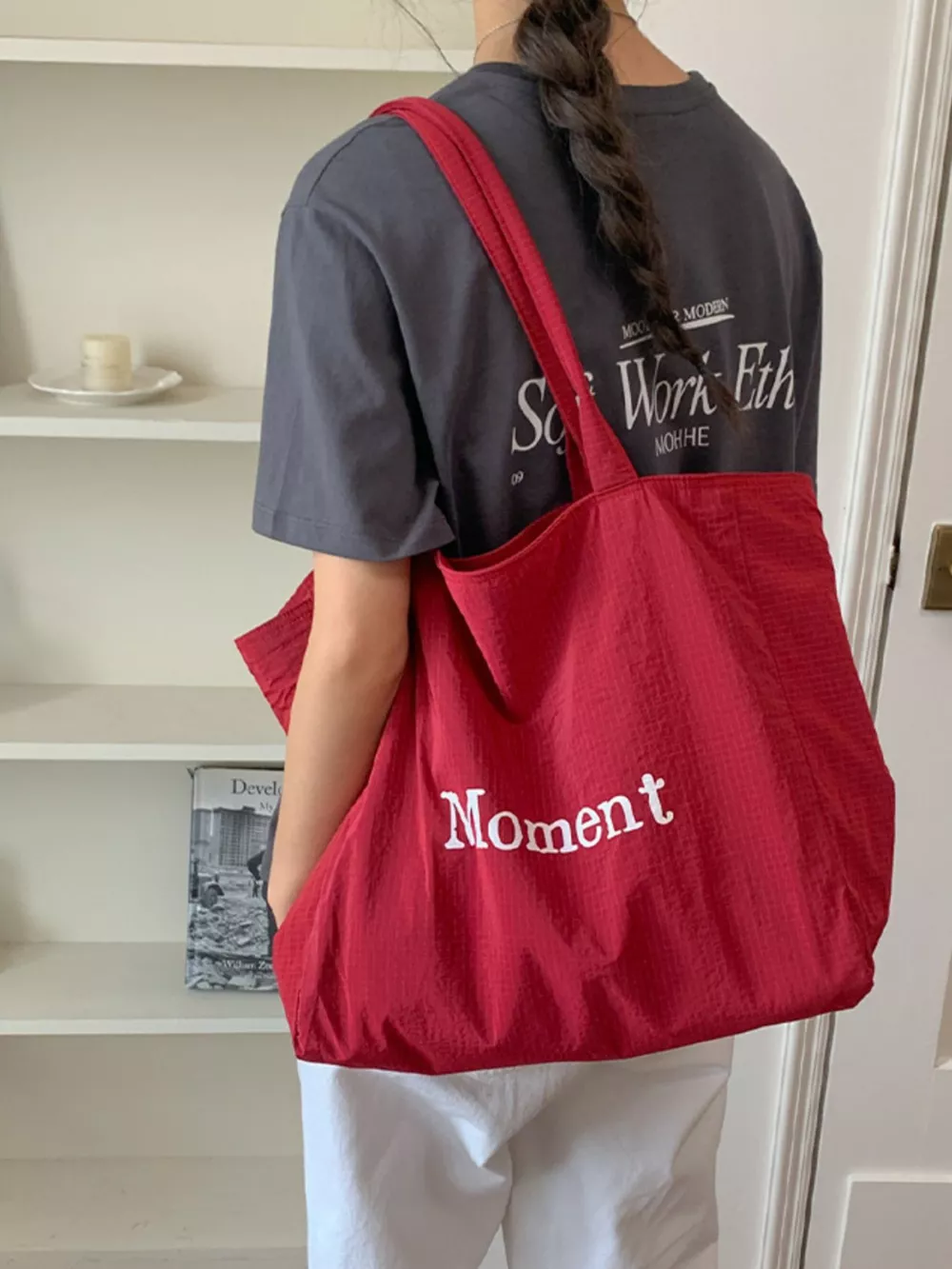Letter Canvas Tote Bag, image 3