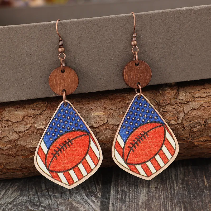 Printed Wooden Dangle Earrings, image 3