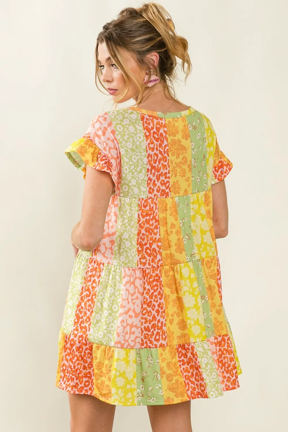 Leopard Short Sleeve Tiered Dress, image 3