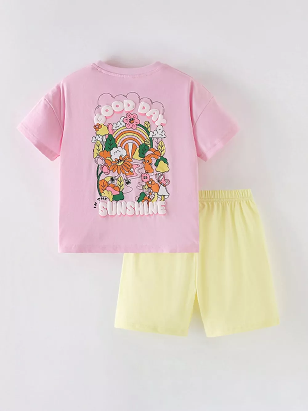 Children's Floral Print Short Sleeve T-Shirt & Shorts Set, image 2