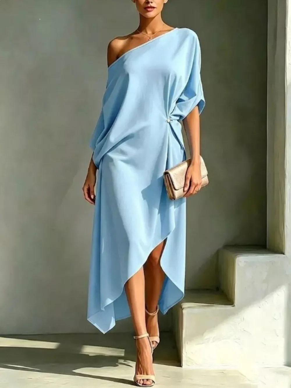 Full Size Asymmetrical One-Shoulder Drape Dress Plus Size, image 3