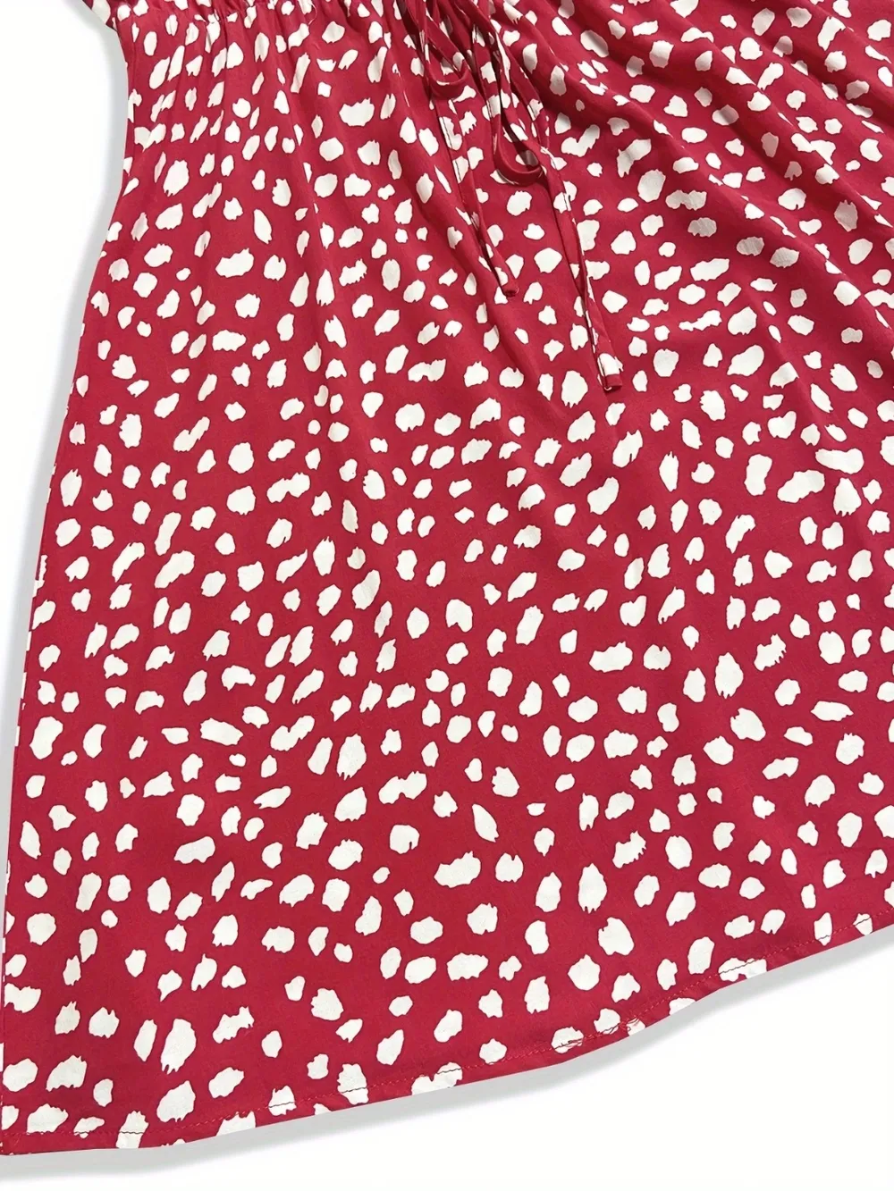 Printed V-Neck Short Sleeve Mini Dress, image 3
