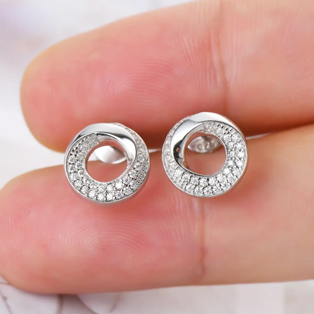 925 Sterling Silver Inlaid Moissanite Stud Earrings, image 8
