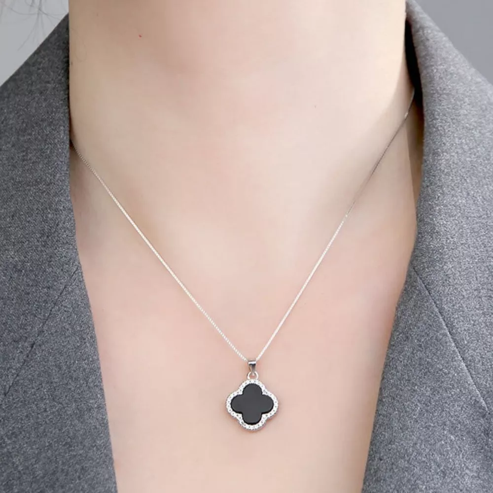 925 Sterling Silver Clover Pendant Necklace, image 7