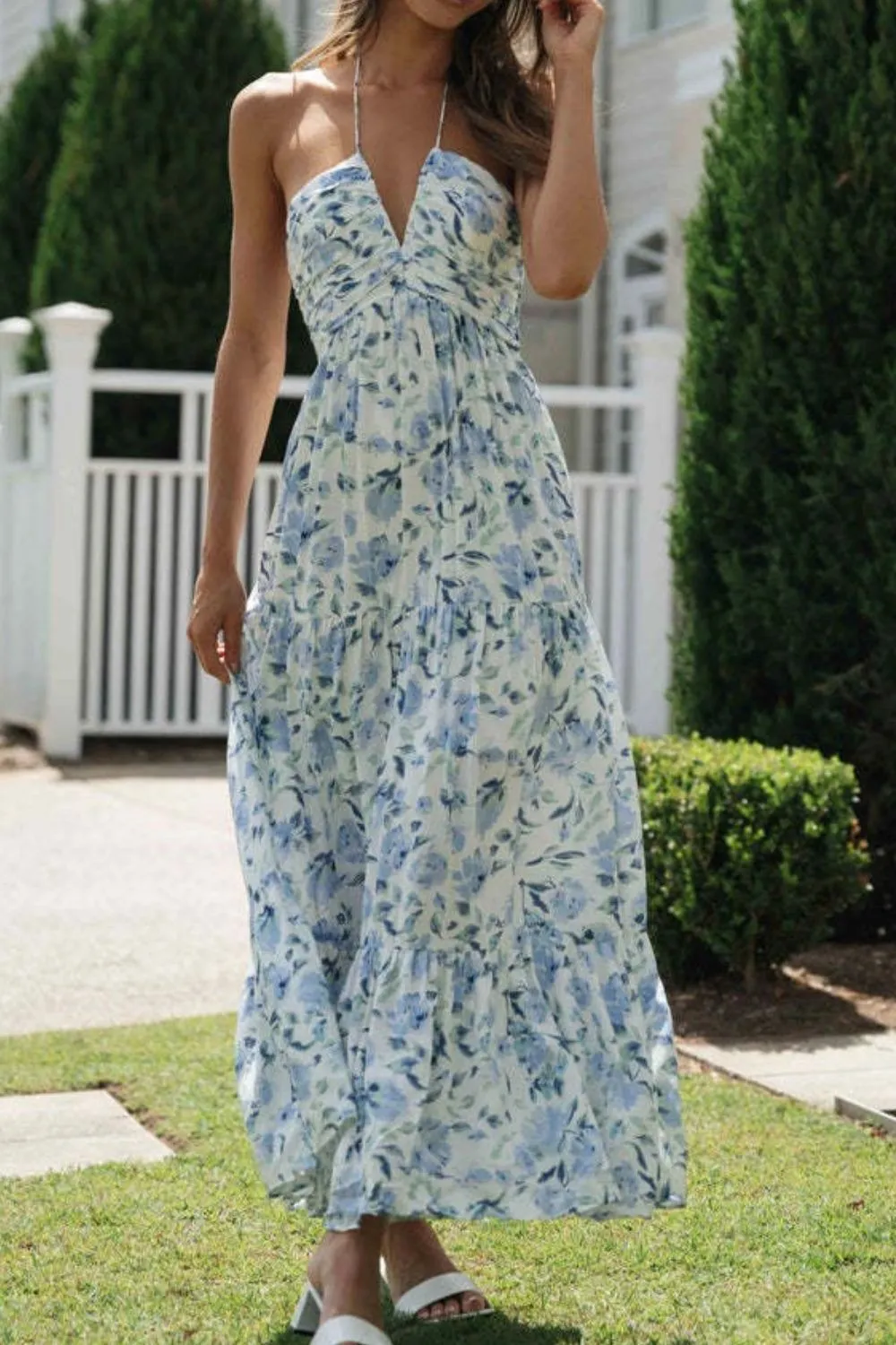 Floral Halter Neck Tiered Maxi Dress, image 12
