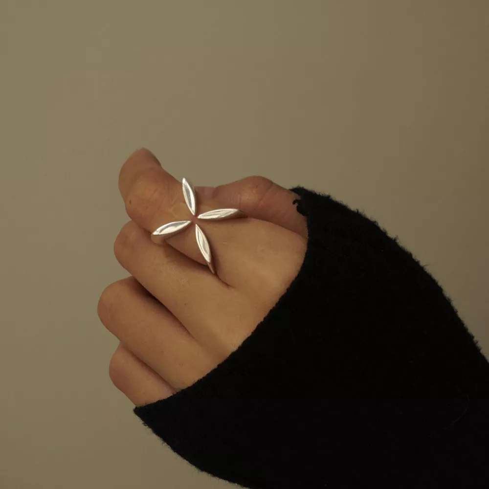 Stainless Steel Crisscross Open Ring, image 2