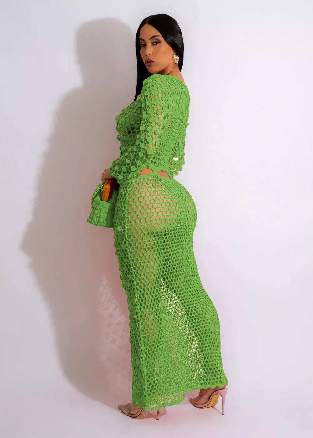 Sequin Mesh Cutout Maxi Dress, image 8