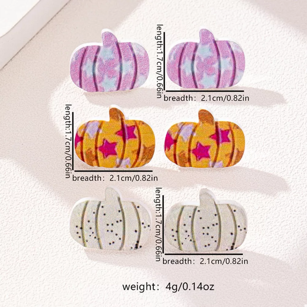 3 Piece Halloween Pumpkin Stud Earrings, image 5