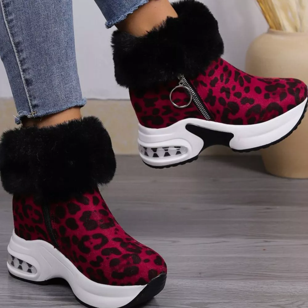 Fuzzy Side Zipper Platform Ankle Boots, image 15