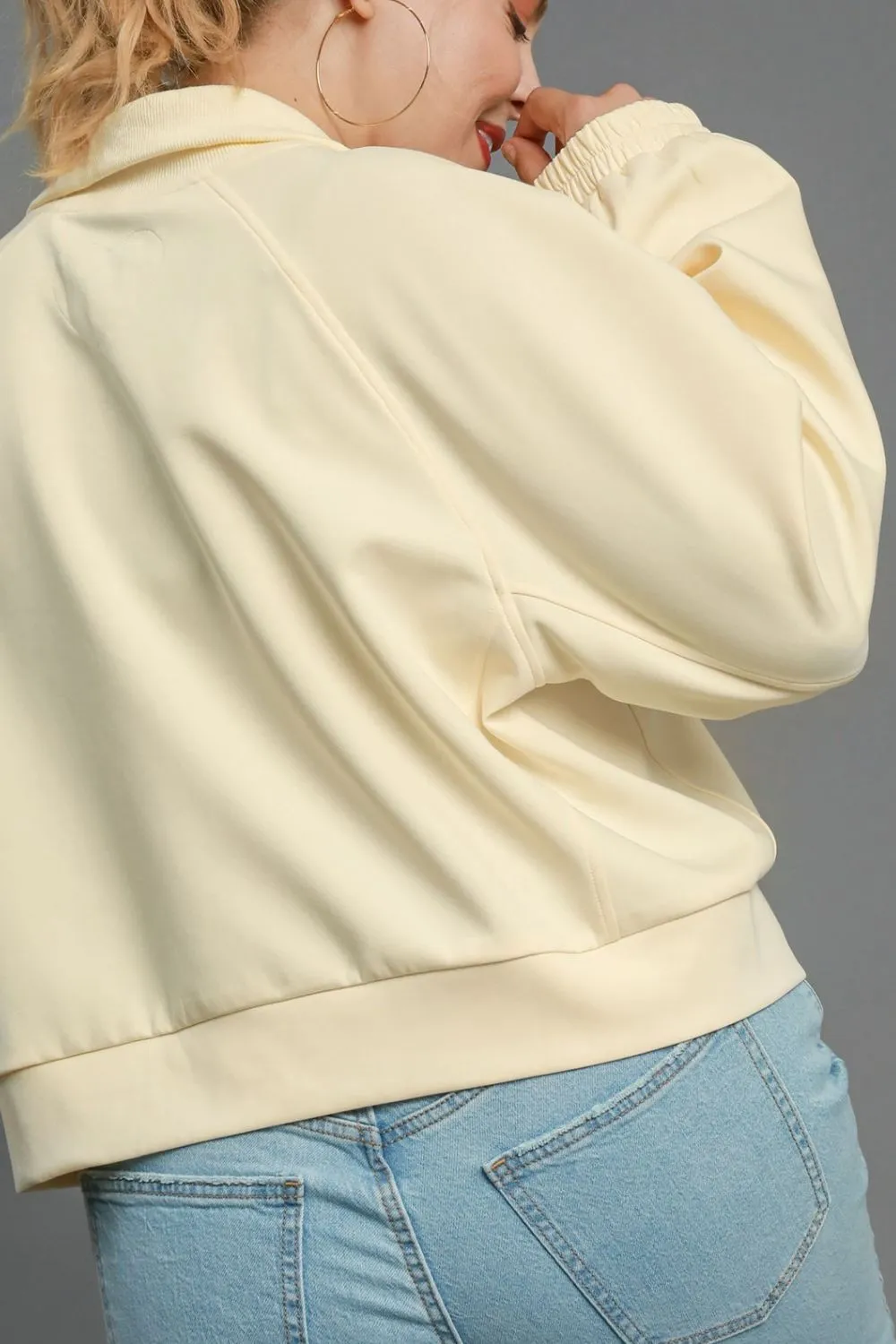 Full Size Half Zip Cropped Sweatshirt Plus Size, image 4