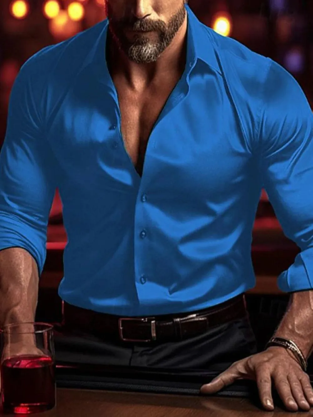 Men's Full Size Collared Neck Long Sleeve Shirt Plus Size, image 3