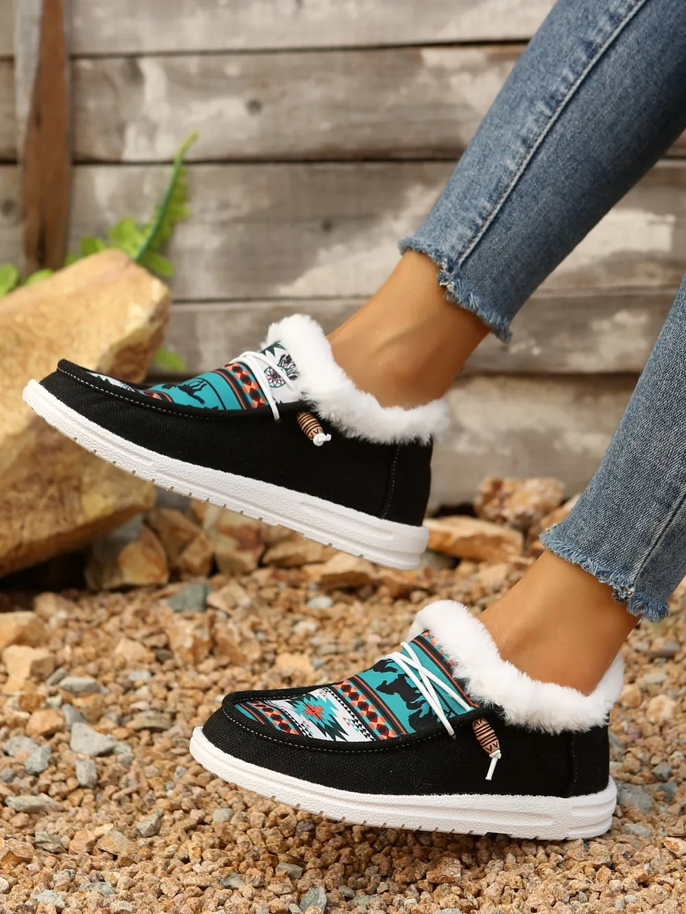 Printed Round Toe Flat Slip-Ons, image 4