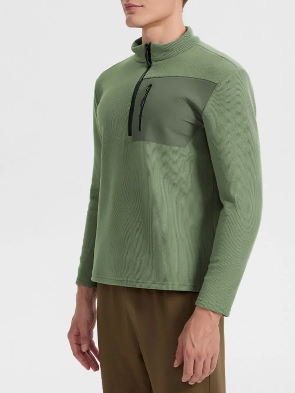Men's Plus Size Half-Zip Fleece Sweatshirt with Chest Pocket, image 7