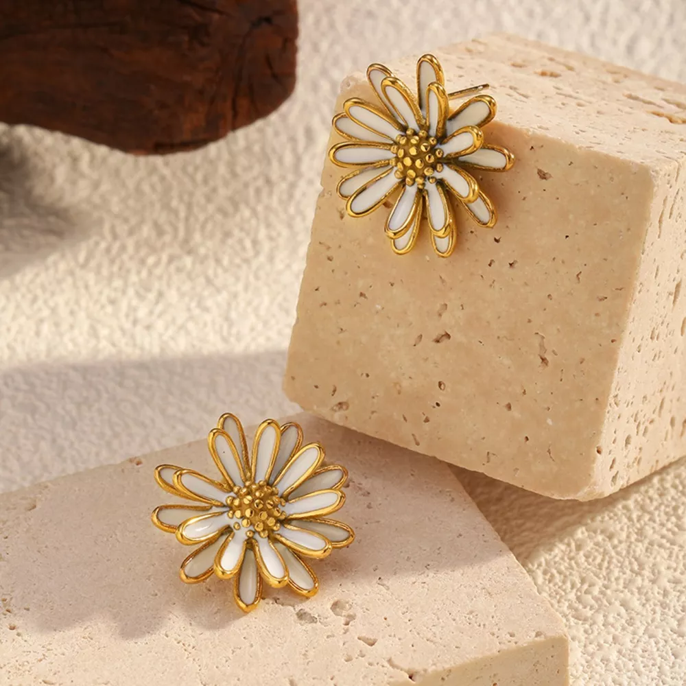 18K Gold-Plated Flower Stud Earrings, image 6