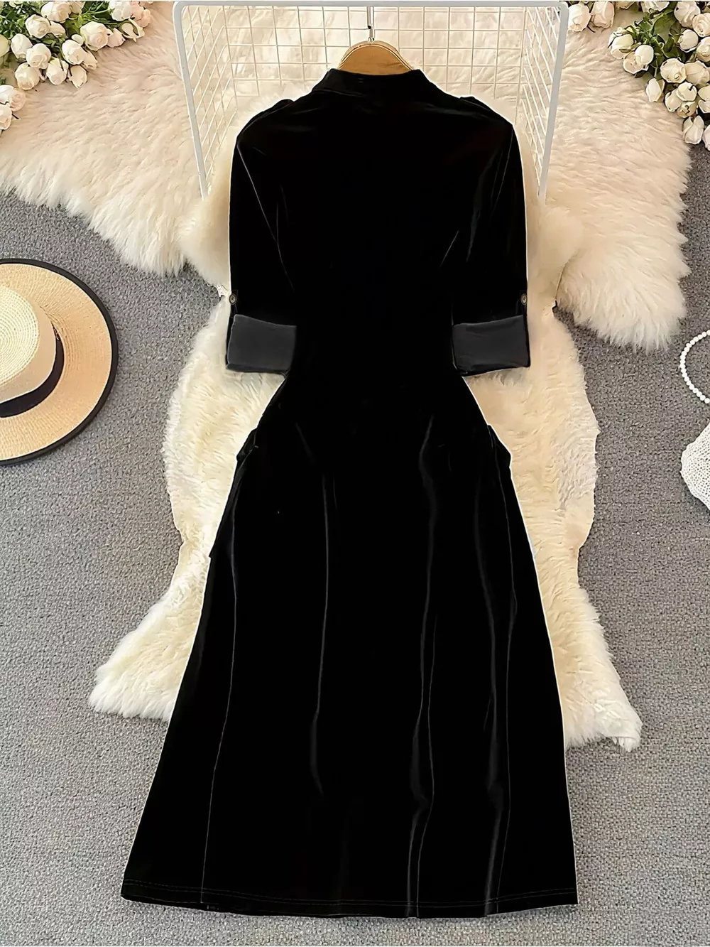 Velvet Button-Down Midi Dress, image 2