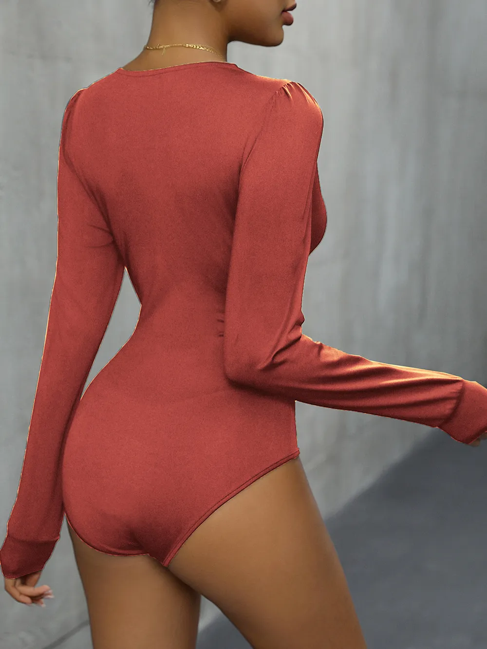 Lace Detail Plunge Long Sleeve Bodysuit, image 23