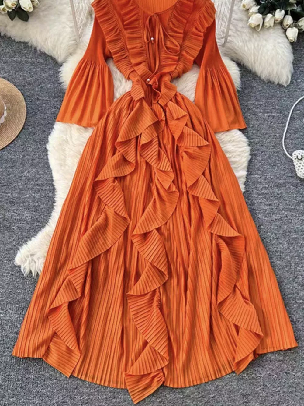 Ruffled A-Line Midi Dress, image 8