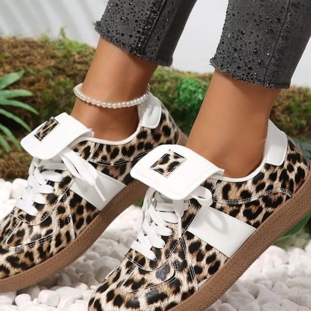 Leopard Lace Up Sneakers