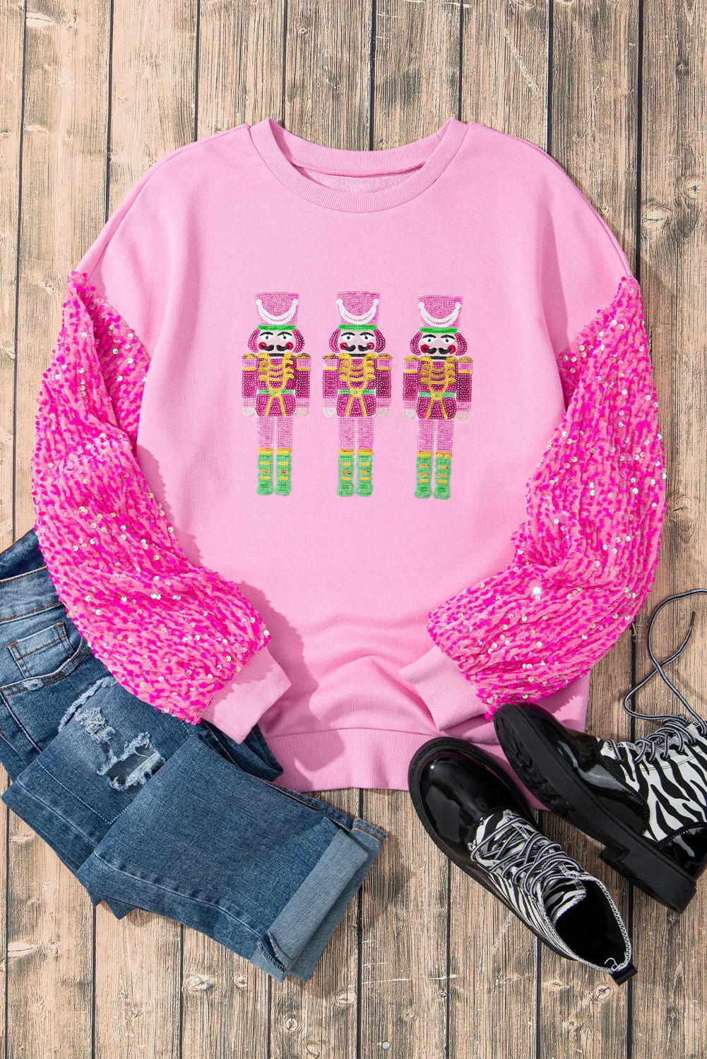 Sequin Nutcracker Dropped Shoulder Sweatshirt, image 4