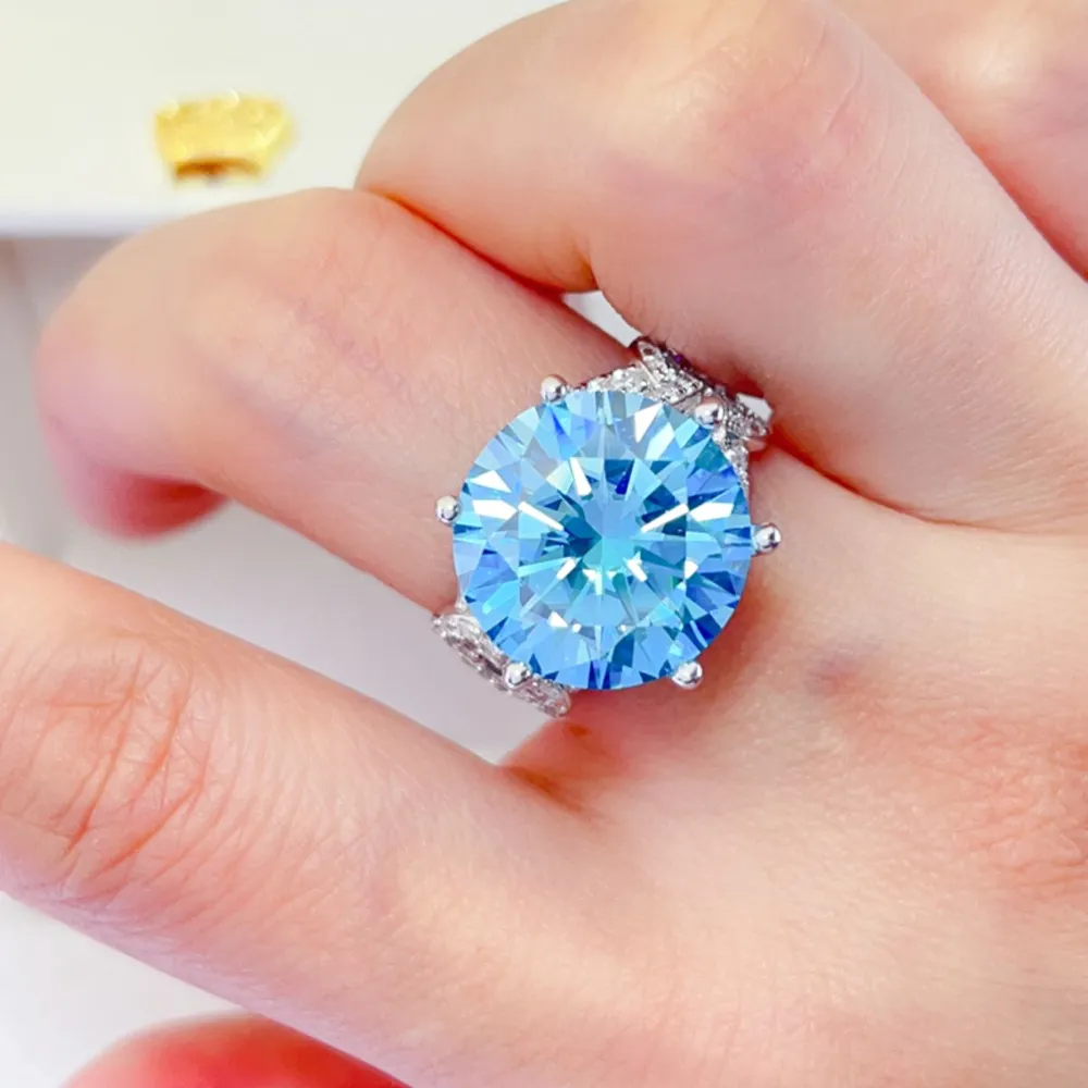 10 Carat Moissanite 925 Sterling Silver Ring, image 3