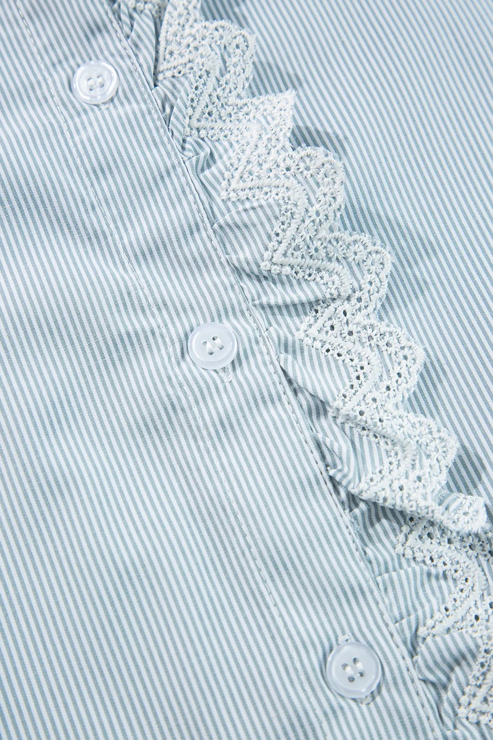 Lace Detail Striped Mock Neck Long Sleeve Shirt, image 3
