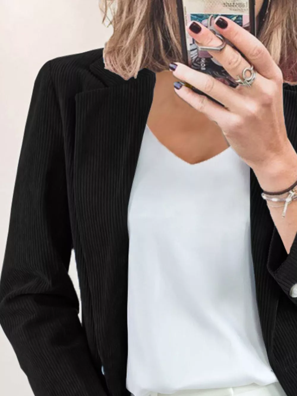 Corduroy Lapel Collar Casual Blazer, image 6