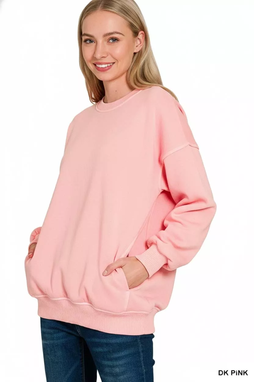 Pigment Dye Fleece Oversized Sweatshirt, image 3