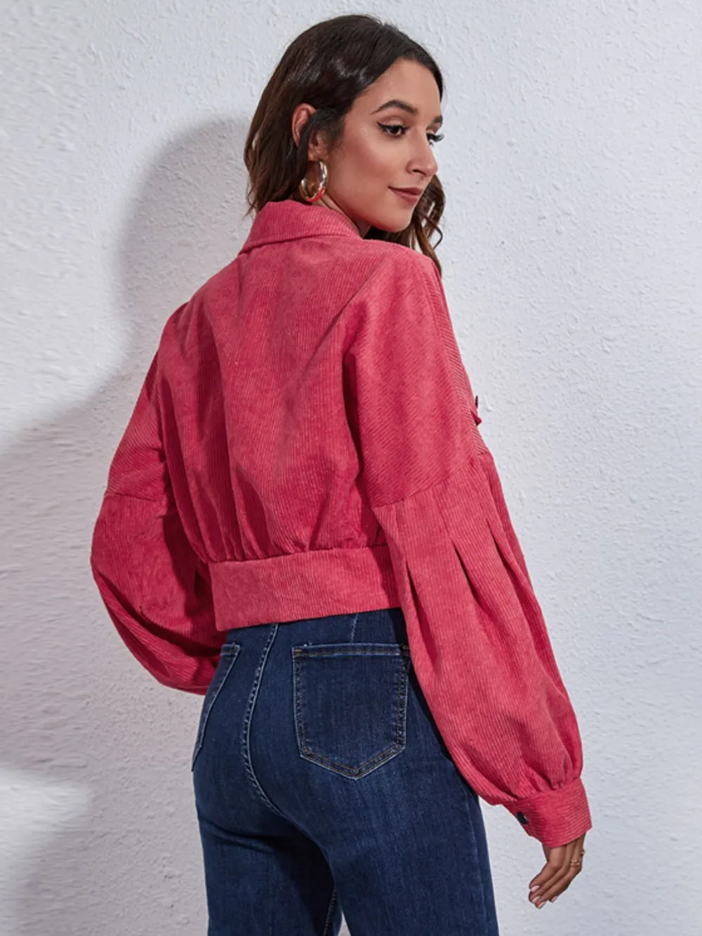 Button Down Collared Neck Cropped Jacket, image 11