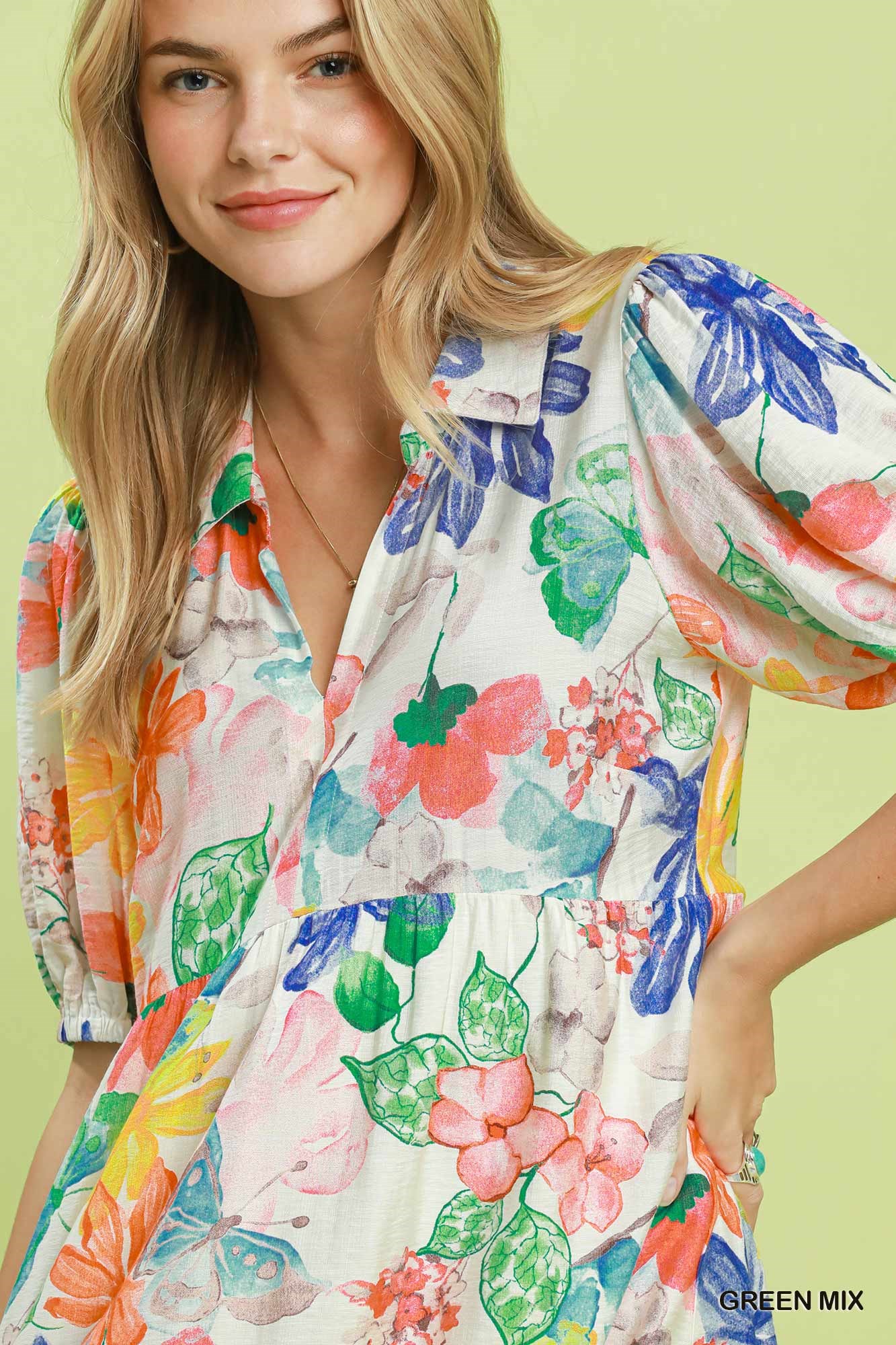 Watercolor Floral Tiered Midi Dress, image 5