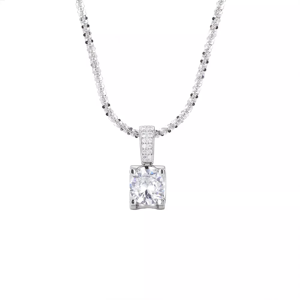 925 Sterling Silver Zircon Pendant Necklace, image 5