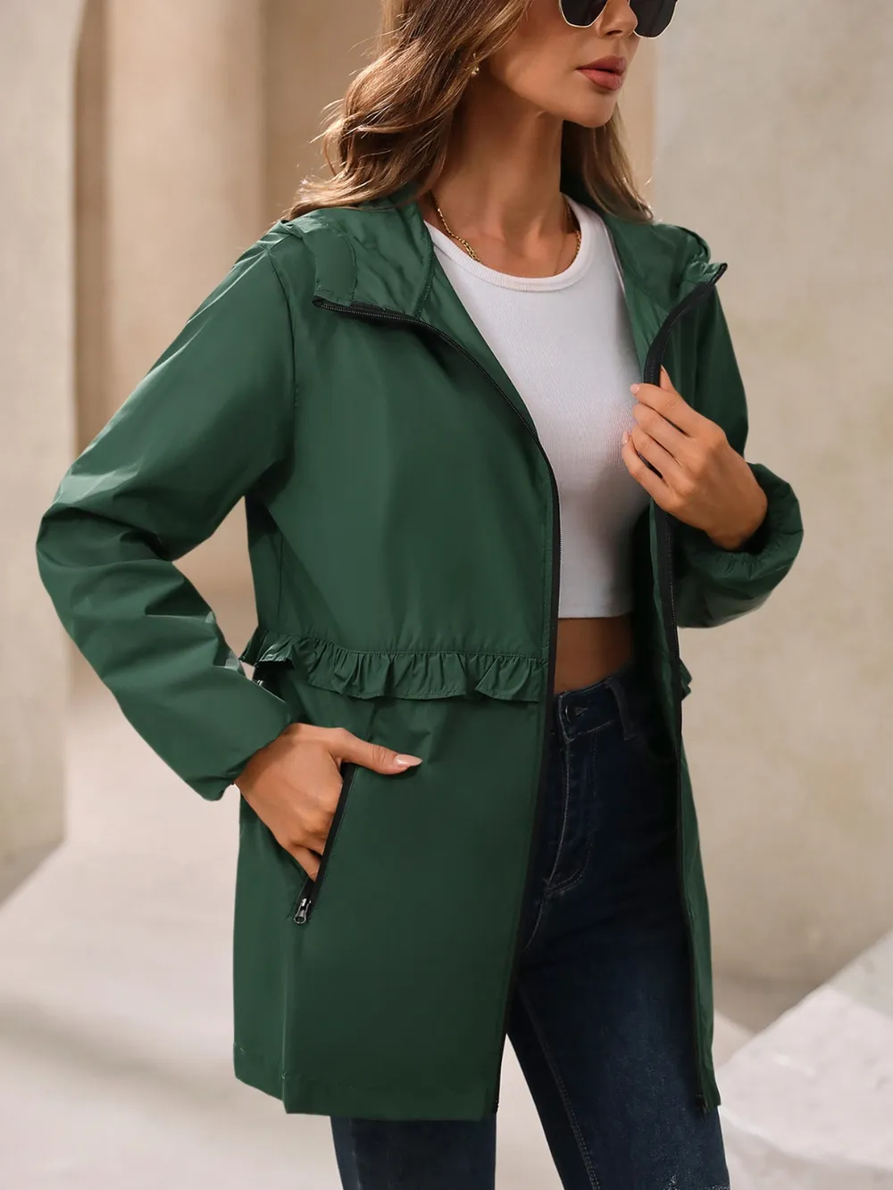 Outdoor Waterproof Long Sleeve Hooded Windbreaker, image 22